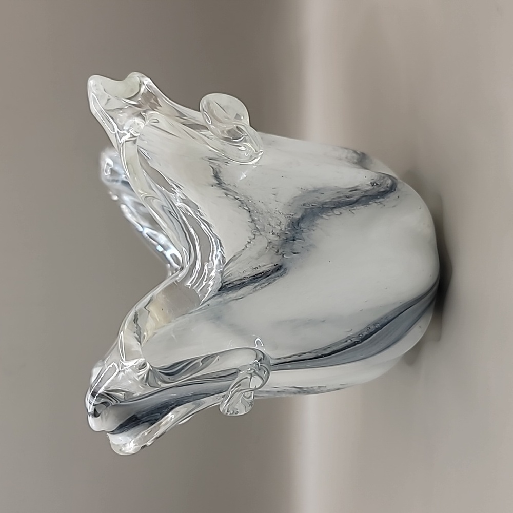 Lavorazione Arte Murano Swirl Vase White  Gray Hand Blown Home Decoration Italy